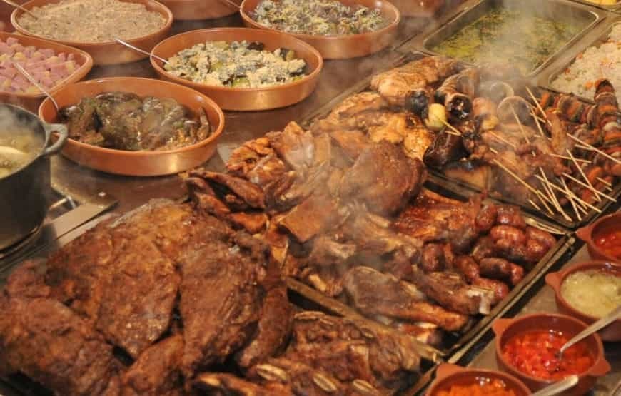 Traditional Argentine buffet lunch table