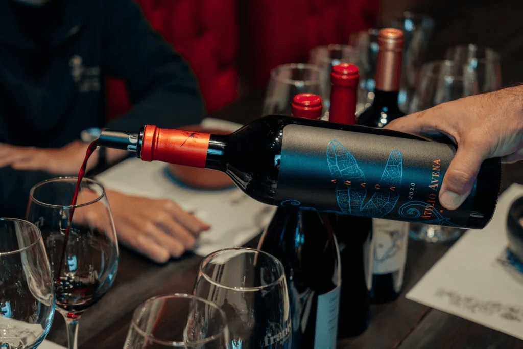Bottles of wine served on the table